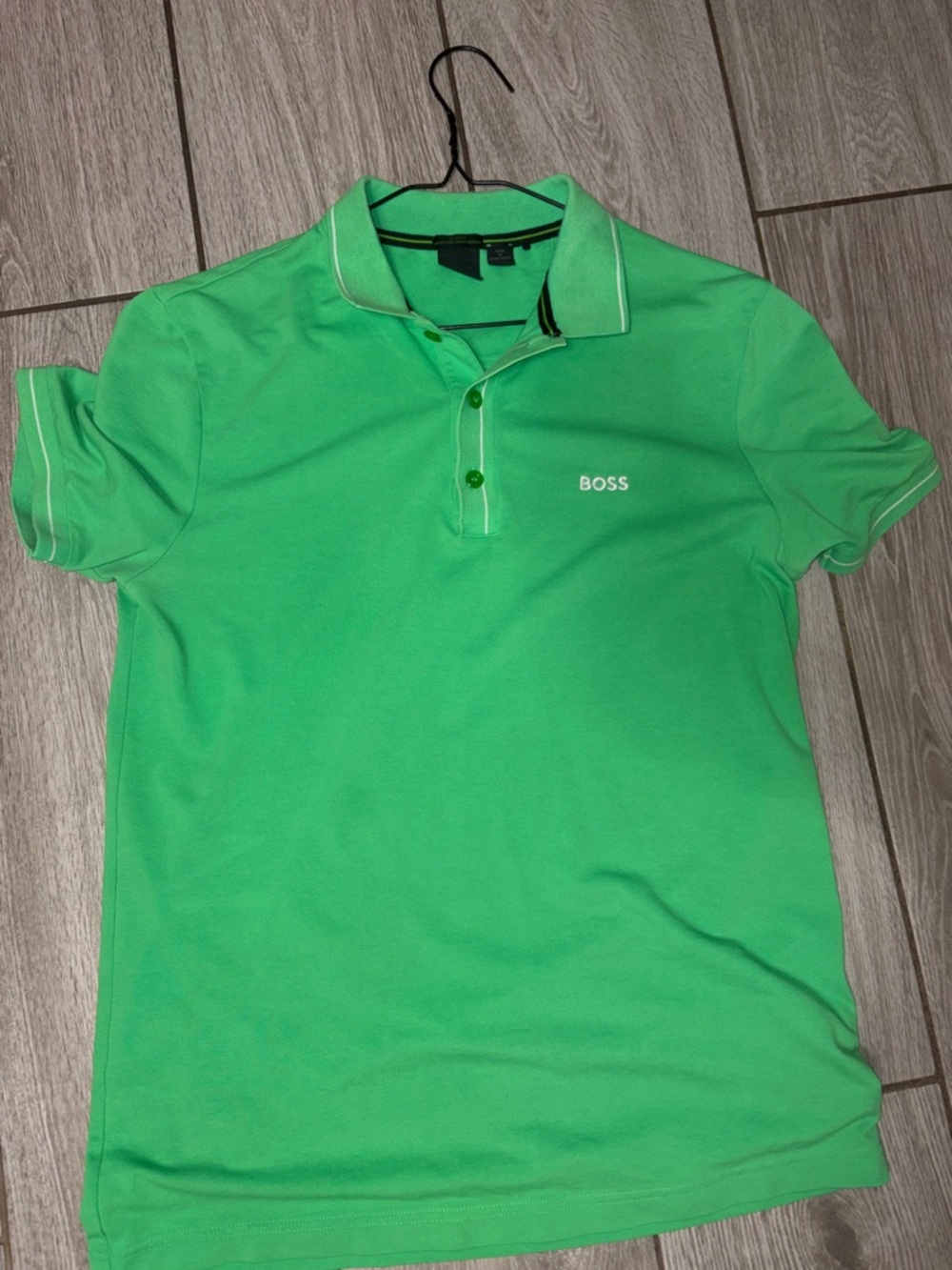 Boss Men's Bright Green Polo with Contrast Trim